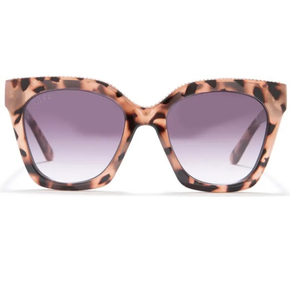 NWT Diff Paris 52mm square sunglasses in blush tortoise/grey gradient
